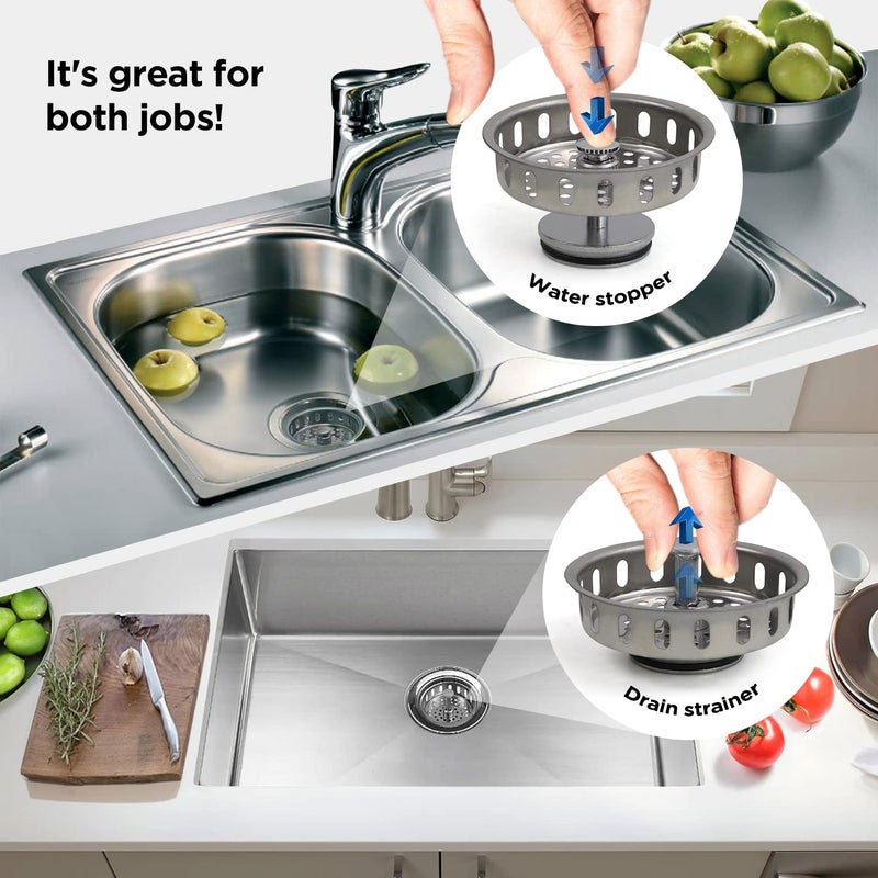 Highcraft 97343 Kitchen Sink Basket Strainer Replacement for Standard Drains (3-1/4 Inch) Stainless Spring Steel Closure and Rubber Stopper, Stainless Steel - Image 4